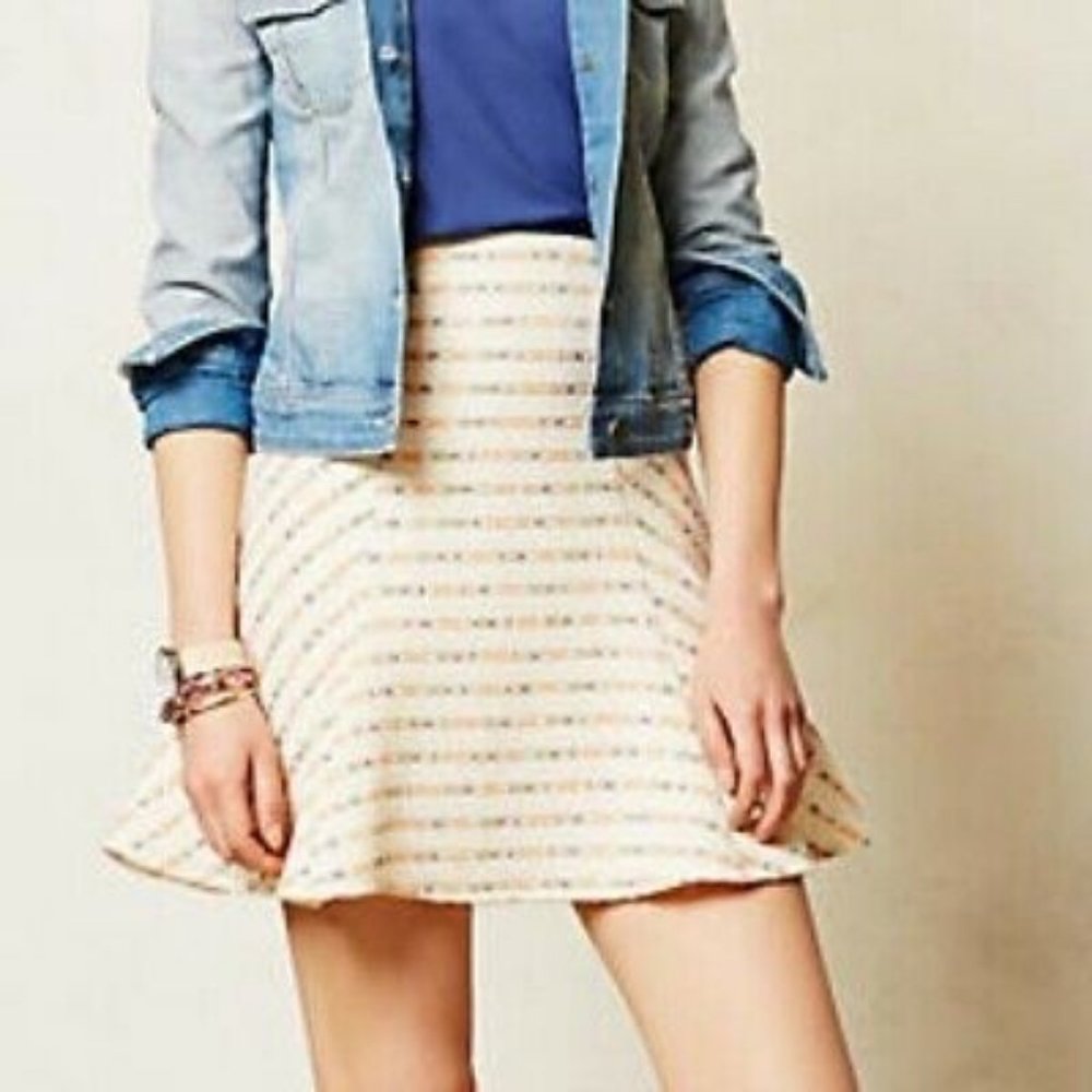 Anthropologie Maeve Embroidered Striped Skirt 4